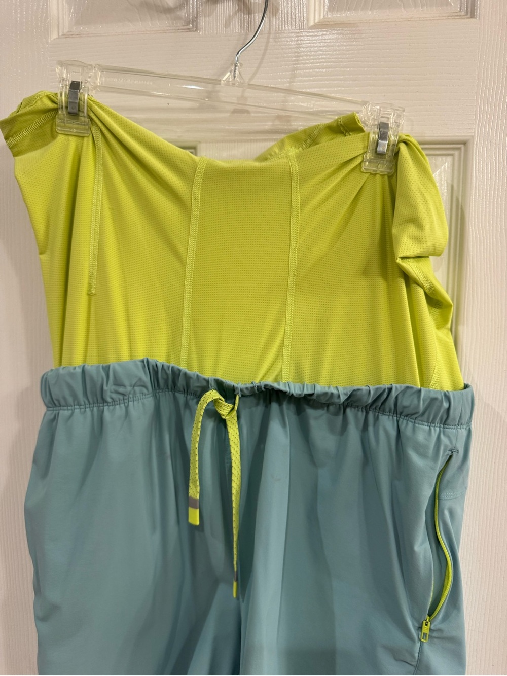 Fabletics Light Teal Athletic Shorts with Neon Yellow Accents - Picture 8 of 9